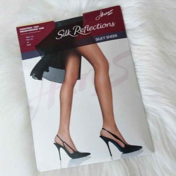 Silky Reflections Jet Black Control Top Hosiery - Picture 1 of 6